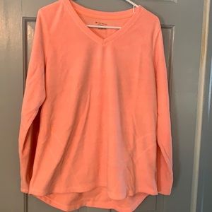 Orange fleece pullover